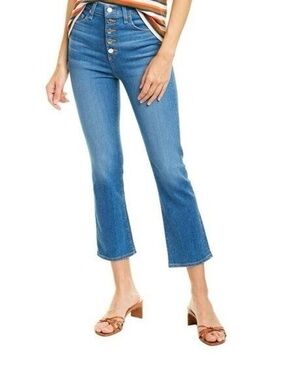 Veronica Beard Carly Kick Flare Jeans Button Fly High Rise Cropped Astra Wash 24